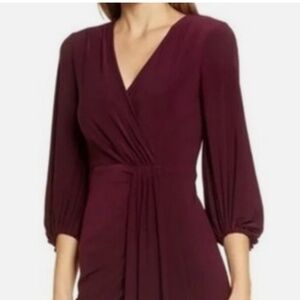 Eliza J Evening Dress Faux Wrap Cocktail Wine Burgundy - Size 12
